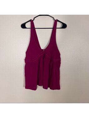 Free People Pink Ribbed V Neck Tank Top